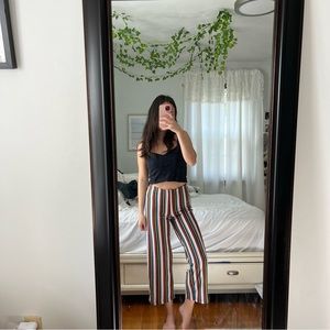 Urban Outfitters Multicolored Rainbow Pinstripe Cropped Flare Leg Knit Pants